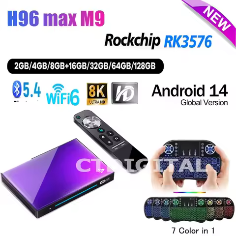Newest H96 MAX M9 Android 14 Smart TV Box RK3576 8GB 128GB 8K HD 1000M DDR4 USB3.0 Set Top Box Wifi6