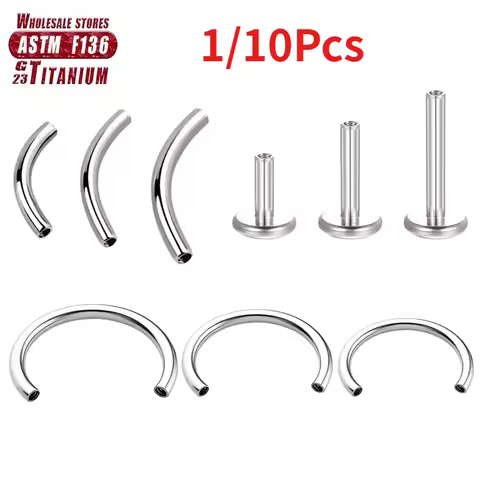 1/10Pcs F136 Titanium Double headed Internal Thread Piercing eyebrow Curved Rod Ear Lips C-shaped Bo