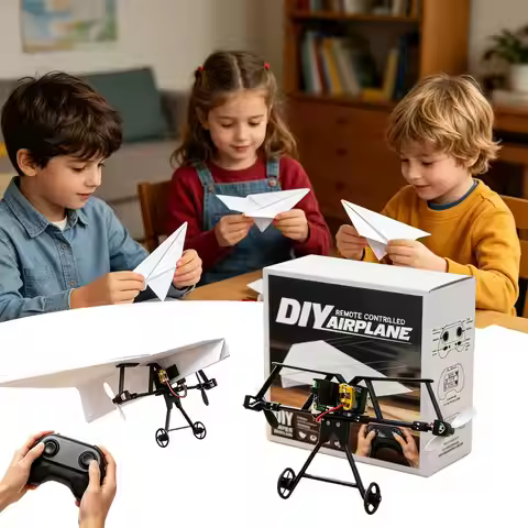 Remote Control Model Airplane DIY Model Airplane Paper STEAM Teaching Aids Outdoor Toys With Handles