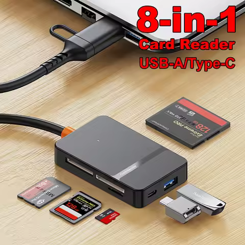 8 in 1 Card Reader USB3.0 Type C to SD TF CF MS Memory Card Adapter Multi-functional Card Reader 5Gb