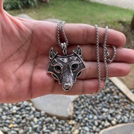 Kalung Kepala Serigala - Kalung Liontin Kepala Serigala - Viking Wolf Necklace Fenrir - Norse Mythol