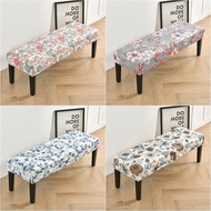 Floral Printed Bench Cover Dining Room Stretch Spandex Piano Stool Covers Rectangle Bed Long Stool Cover Furniture Home Decor