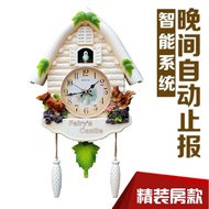 haizhixing Creative European Style Living Room Wall Clock Cuckoo Clock Time Telling Cuckoo Clock Bed
