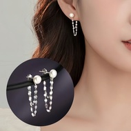 925 Silver Earring For Women  Chain Fringe Pearl Earring  Dangling Earring Korean  Vintage Earrings 