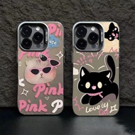 HP YX130 Premium matte Hard Case Lovely Black Pink Cat Hardcase Casing Compacthp for Oppo A5 PRO A60