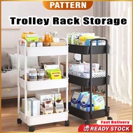 PATTERN Trolley Rack Storage 3 Tier Trolley Kitchen Rack With Wheel  Troli Barang Trolly 4 Tier Trolley Rak-Troli