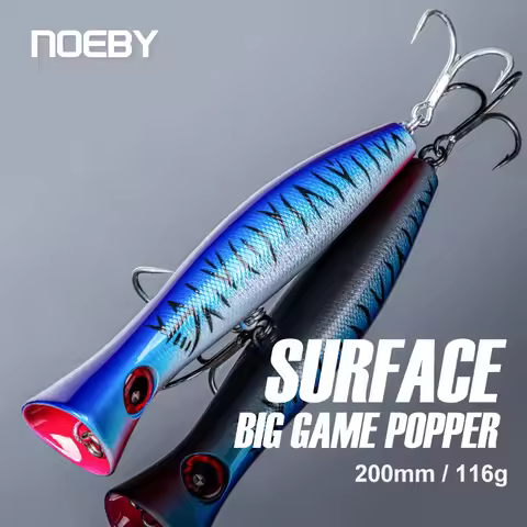 Noeby Big Game Popper Fishing Lure 20cm 116g Topwater Wobbler Artificial Hard Bait 4/5X Hooks for He