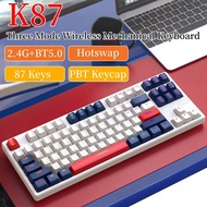 【Worth-Buy】 Korean K87 3 Modes Hot Swappable Mechanical Keyboard Pbt Keycap 2.4g Wireless Bluetooth 5.0 Keyboard Wired Keypad Rgb Backlight