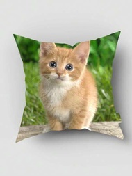 卡通貓咪枕頭套個性靠墊套，適用於家居、辦公室、汽車和沙發裝飾午睡枕頭