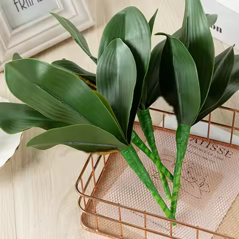 Artificial Phalaenopsis Simulation Moth Orchid Leaf Real-touch Orchid Leaves Flower Plant Home Decor