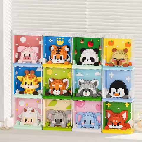 Lovely Zoo Animals Micro Diamond Building Block Pig Tiger Panda Capybara Raccoon Penguin Koalas Fox 