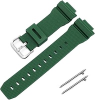 GANYUU For Casio G-Shock GM-2100 GM-S2100 GA-2100 Watch Band accessories GM-5600/GA5600 silicone watch band men sports waterproof (Color : Green Silver, Size : 16mm)