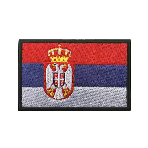 1PC Serbian Flag Serbia Armband Embroidered Patch Hook & Loop Or Iron On Embroidery Badge Cloth Mili