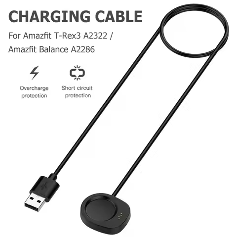 New Smartwatch Charger Adapter for Amazfit Balance A2286/ T-Rex 3 A2322 1M Magnetic USB Charging Cab