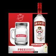 Smirnoff Red No. 21 Vodka 700ml Mason Jar Glass Pack