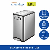 EKO Ecofly Step Bin EK9377MT - 20L Stainless Steel Dustbin Rubbish Bin Trash Can Tong Sampah for Kit