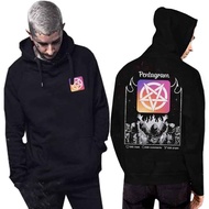 Pentagram 666 Sweater Black Casual Unisex Hoodie Black Cotton Fleece Material | PULLOVER & ZIPPER | 