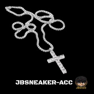 < Xiaojia Trend > White Diamond Cross Necklace Diamond Necklace