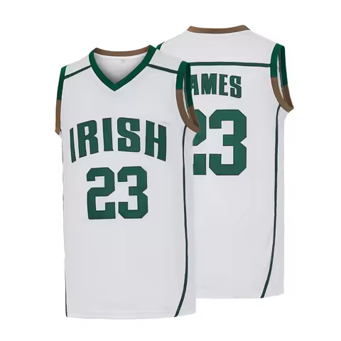 Men's #23 IRISH James Embroidered Basketball Jersey,From St. Vincent And St. Mary's High School Auct
