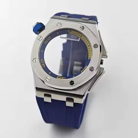 42mm 316L Steel Watch Case For 8215 Movement, 30mm Dial, Oak Style No Logo, Silicone Strap Mechanica