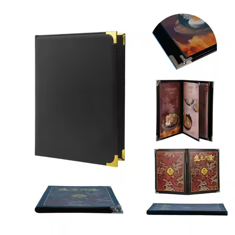 A4 PU Leather 6 Pages 12 Views Restaurant Drink Bar Kitchen Cafe Menu Covers 8.5 X 11 Inch Menu Pape
