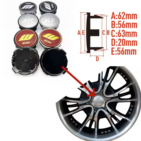 4pcs W Work Logo Emblem Badge O.D 62MM Clips 56MM Car Wheel Center Caps Wheel Hubcaps Hub Center Cov
