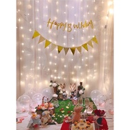 Gold Light birthday Decoration Package Happy birthday hbd banner/ - babalil