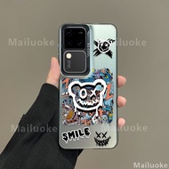 เคส Vivo V40 V30 V29 5G เคส Vivo V40 V30 Pro 5G เคส โปรลายการ์ตูนเดวิลเคสโทรศัพท์กระดุมกล่องโลหะชุบห