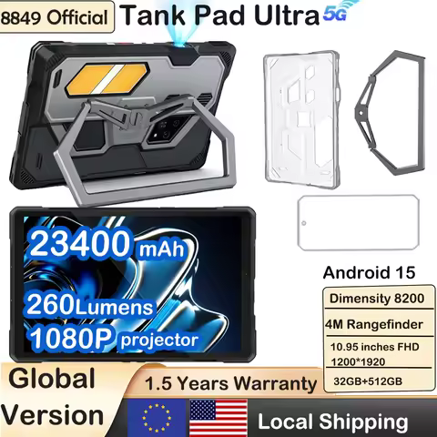 8849 Tank Pad Ultra Unihertz Rugged Tablet with Projector 260 Lumens 1080P 23400mAh 5G Android15 Wif