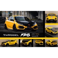 YM Model 1/64 Honda Civic Type-R FK8 - Yellow With Carbon Bonet