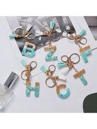 A-z字母初始字母鑰匙圈可愛樹脂鑰匙扣手環錢包背包吊飾耳塞套附件女孩禮物