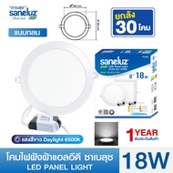 Saneluz โปรยกลัง โคมไฟฝังฝ้า ขนาด 9W 12W 18W LED PANEL LIGH ทรงกลม ทรงเหลี่ยม โคมพาแนล โคมไฟเพดาน ดา