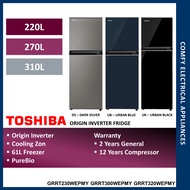 Toshiba Refrigerator 220L 270L 310L Origin Inverter PureBIO Fridge Peti Ais Peti Sejuk Toshiba ~ GRR