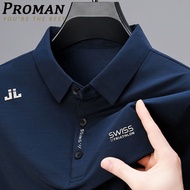 【From Perak】ProMan baju polo lelaki men's Short-Sleeved Business Multicolor Ice Silk Breathable Half