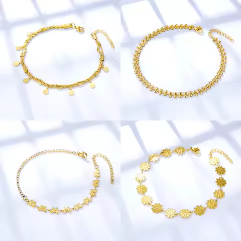 Stainless Steel Sapling Chrysanthemum Love Bracelet / Anklet Personality Girls Waterproof Personalit
