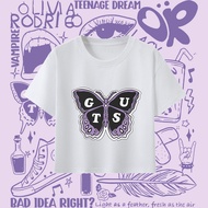 Fashion Olivia Rodrigo butterfly print crop top outfit spicy girl y2k cotton short T-shirt womens cr