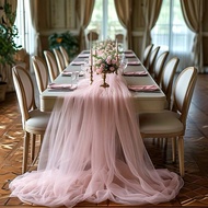 LY-Tulle Table Runner Decorative Sheer Tablecloth Solid Color Table Runner Arch Aisle Veil for Brida