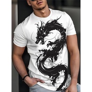 Men'S Huilong 3D Print T-Shirt - Casual Short Sleeve, Breathable Polyester, Stylish Summer Top
