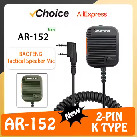 Baofeng AR-152 Walkie Talkie Microphone PTT Radios Speaker Keenwood 2-Pin Type Handheld Mic For UV-K