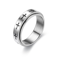Cross Fidget Rings for Women Men Stainless Steel Spinner Band Ring Cross Anxiety Ring Cross Promise 