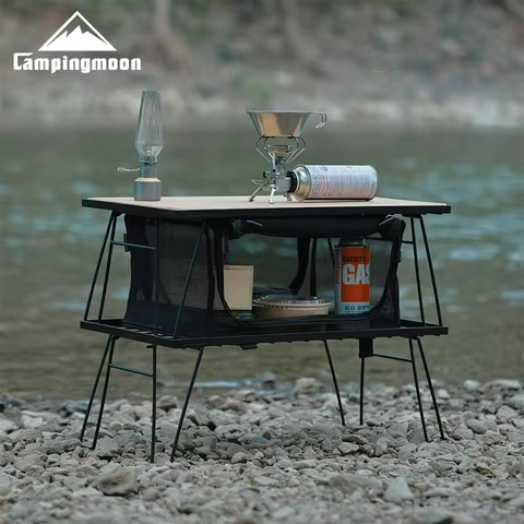 CAMPINGMOON T-230 Outdoor Simple Field Rack Folding Table Iron Multi functional Outdoor Camping Picn