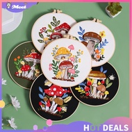 MEE 20cm DIY Embroidery Kits With 10 Mushroom Patterns Starter Cross Stitch Kit DIY Needlepoint Kits Women Hobbies For
