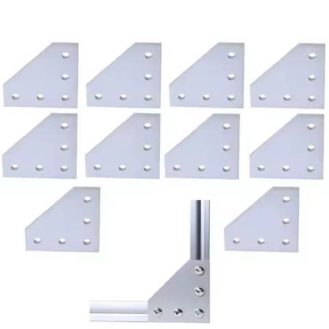 10pcs/lot 3D Printer Aluminum L Shaped 5 Hole 60x60x4mm Joining Plate for 2020 v-slot/L-slot Aluminu