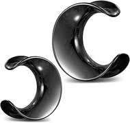 1 Pair Classic Moon Saddle for Stretched Ears Hypoallergenic 316 Stainless Steel Ear cuff Tunels plu