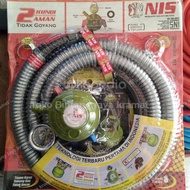 selang gas dan regulator kompor merk nis double lock tekanan rendah