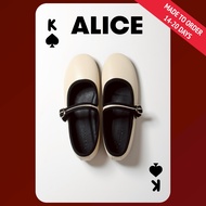 YOUNGS ALICE รองเท้าแมรี่เจน ส้นแบน - NATURAL/BLACK -💥 ( MADE TO ORDER 14-20 DAY ) 💥