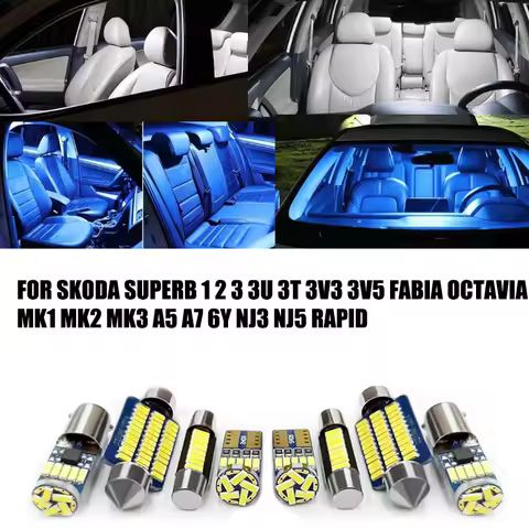 For Skoda Superb 1 2 3 3U 3T 3V3 3V5 Fabia Octavia MK1 MK2 MK3 A5 A7 6Y NJ3 NJ5 Car LED Interior Lig