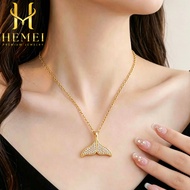 HEMEI H444 TITANIUM NECKLACE GOLD MERMAID PENDANT SET FASHION ACCESSORIES/ PREMIUM JEWERLYWanita ANT