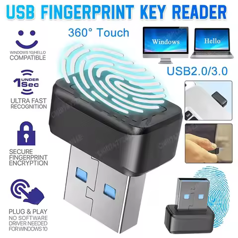 USB Fingerprint Key Reader For Windows 10/11 Hello Security Key Biometric Scanner PC Fingerprint Sen
