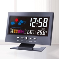 Digital Color LCD Indoor Outdoor Room Electronic Hygrometer Voice Control Weather Station Alarm Clock
